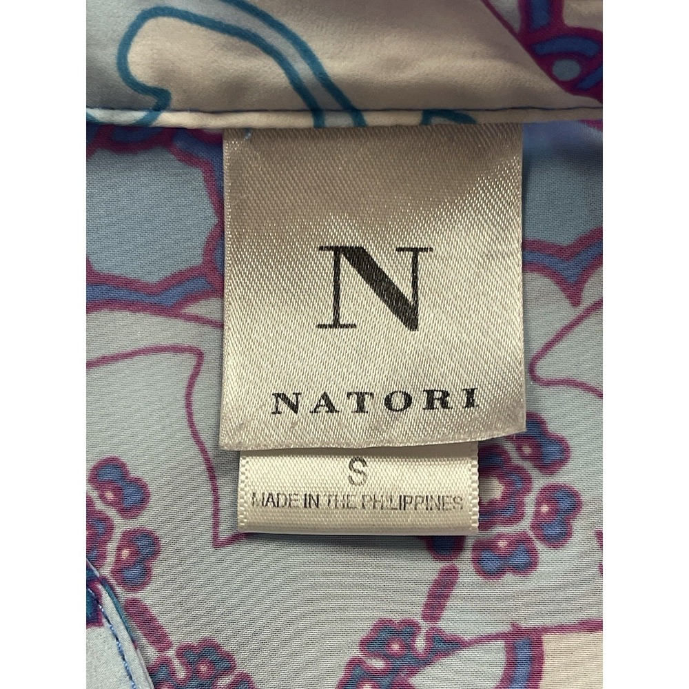 Natori Abstract Floral Blue Kaftan Maxi Dress Womens S Satin Lounge Resort Beach - Picture 8 of 9